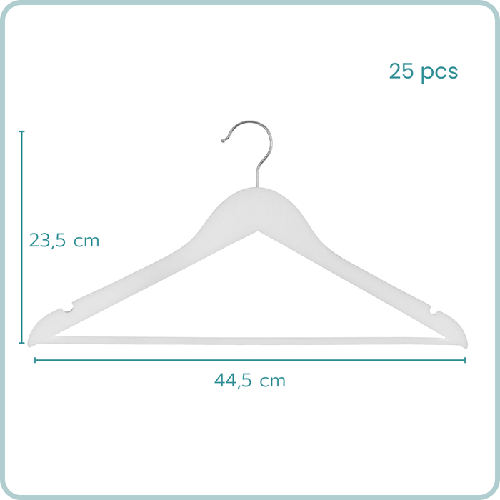 Nordix Kledinghangers Set 25 stuks Wit Hout Kleerhangers