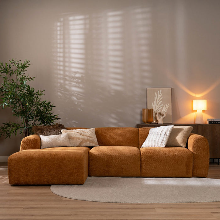 Bronx71 Hoekbank Maine bouclé stof terracotta links