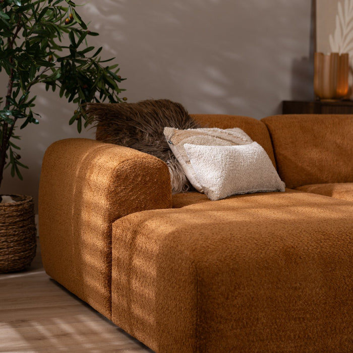 Bronx71 Hoekbank Maine bouclé stof terracotta links