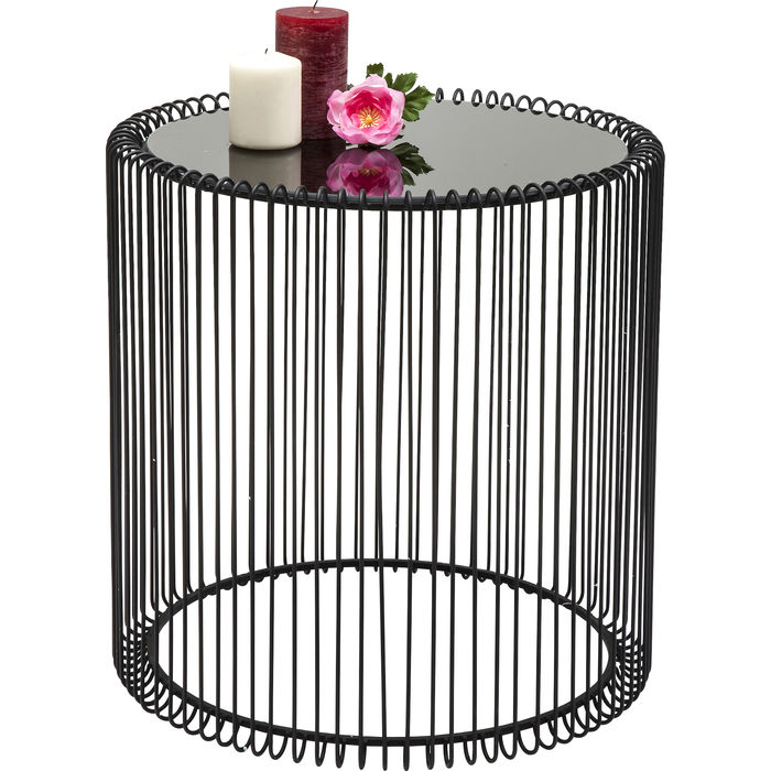 Kare Design Wire Bijzettafel Hoog - Set Van 2 - Zwart Met Glas
