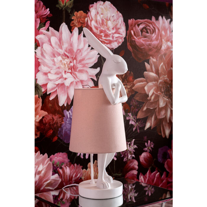Kare Design Animal Rabbit Tafellamp - Wit|Lichtroze Lampenkap